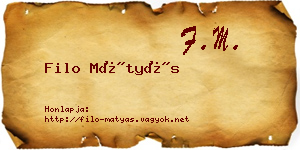Filo Mátyás névjegykártya